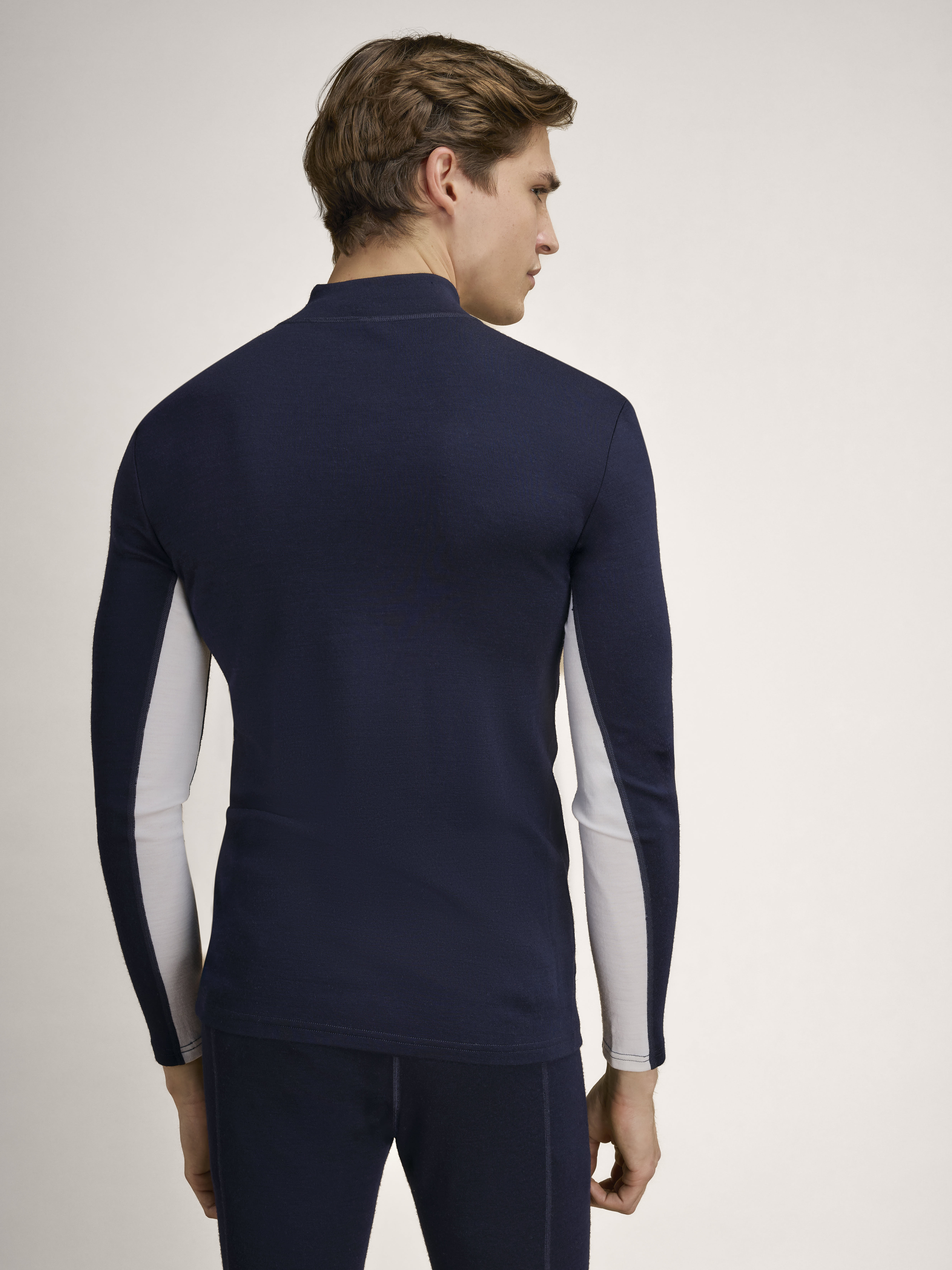 Vail Men's Half Zip Baselayer Offwhite Navy