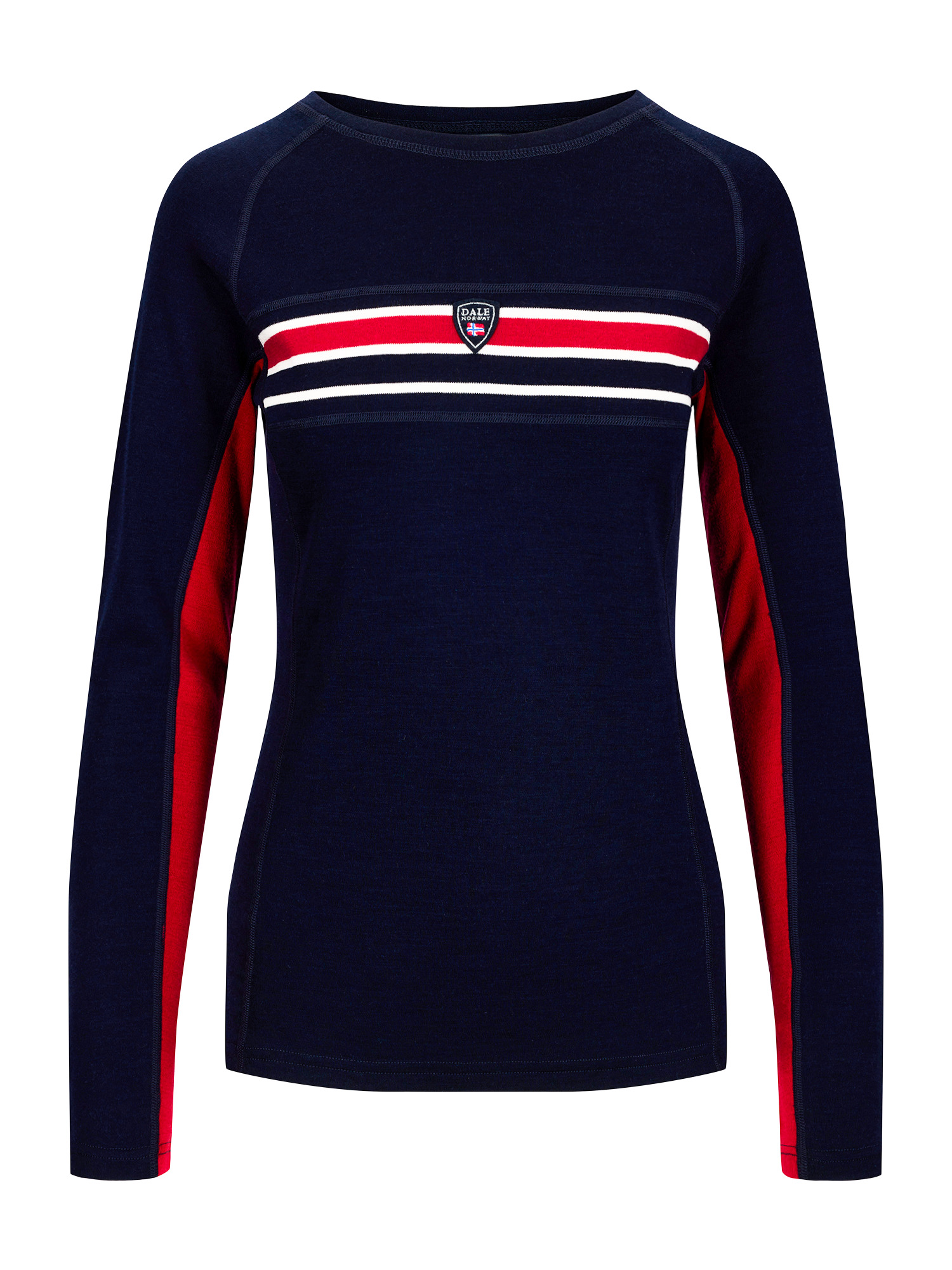 Aksla Women's Crew neck Baselayer Navy Red OffWhite