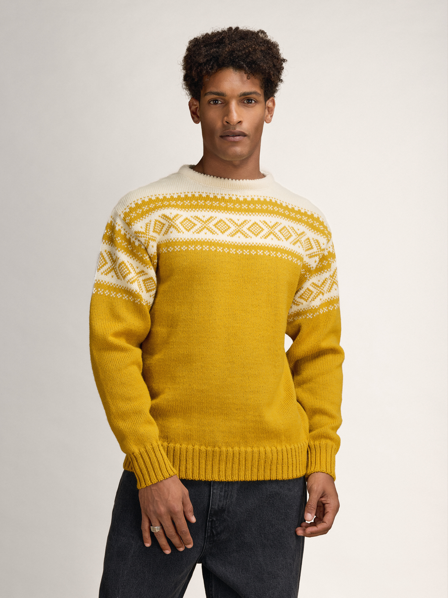Cortina 1956 Sweater - Norwegian Wool Mustard Cream