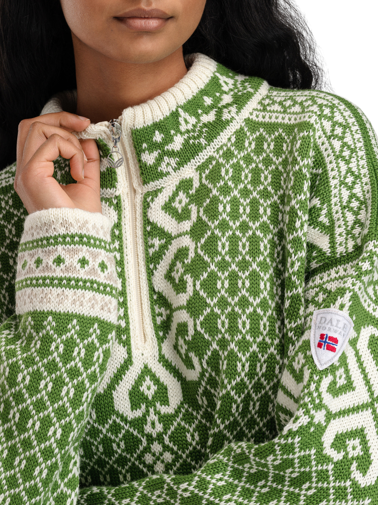 Leknes Women's Sweater Springgreen Offwhite Sand Mel