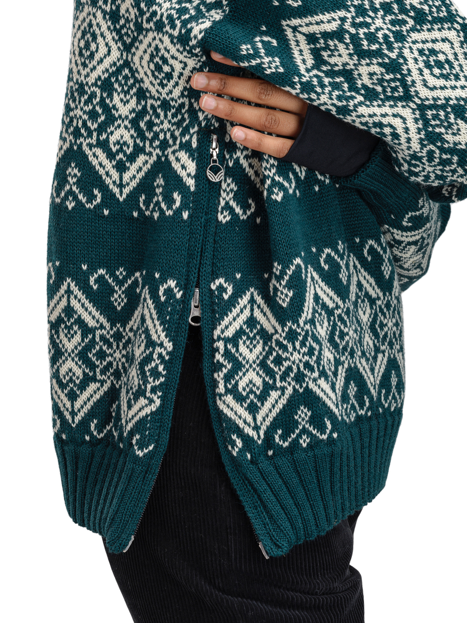 Roset Windproof Women’s Sweater - Norwegian Wool Pinegreen Offwhite