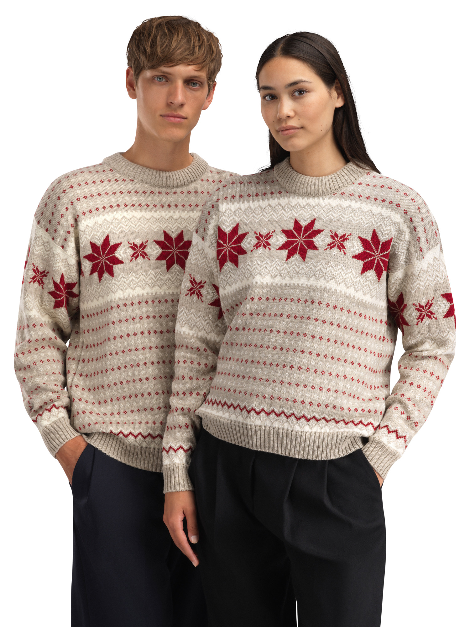 Egersund Women's Sweater Sand mel. Offwhite Red