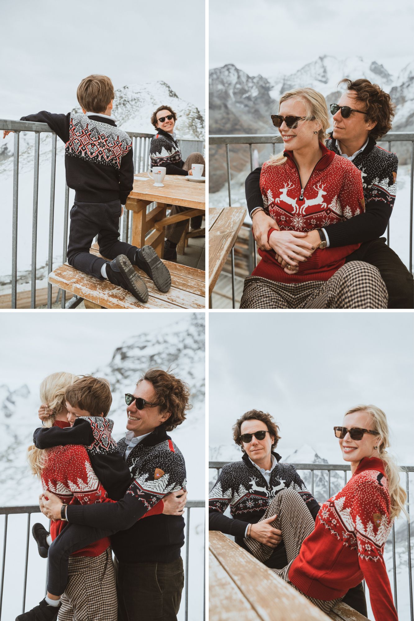 Holiday sweaters Dale of Norway. Family celebrating christmas