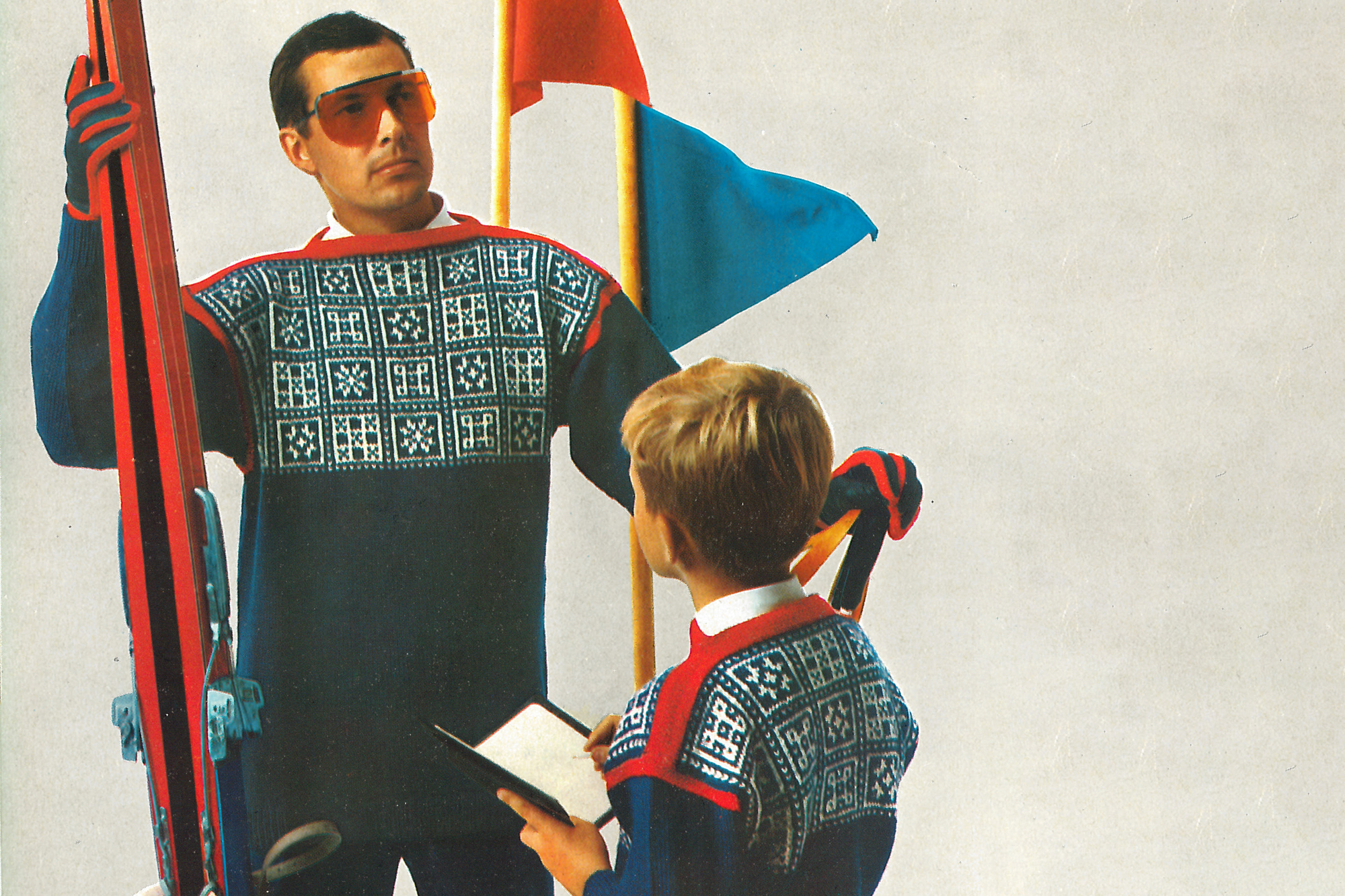 Male model wearing the Championship sweater from Dale of Norway World Ski Championships - Innsbruck, Austria.