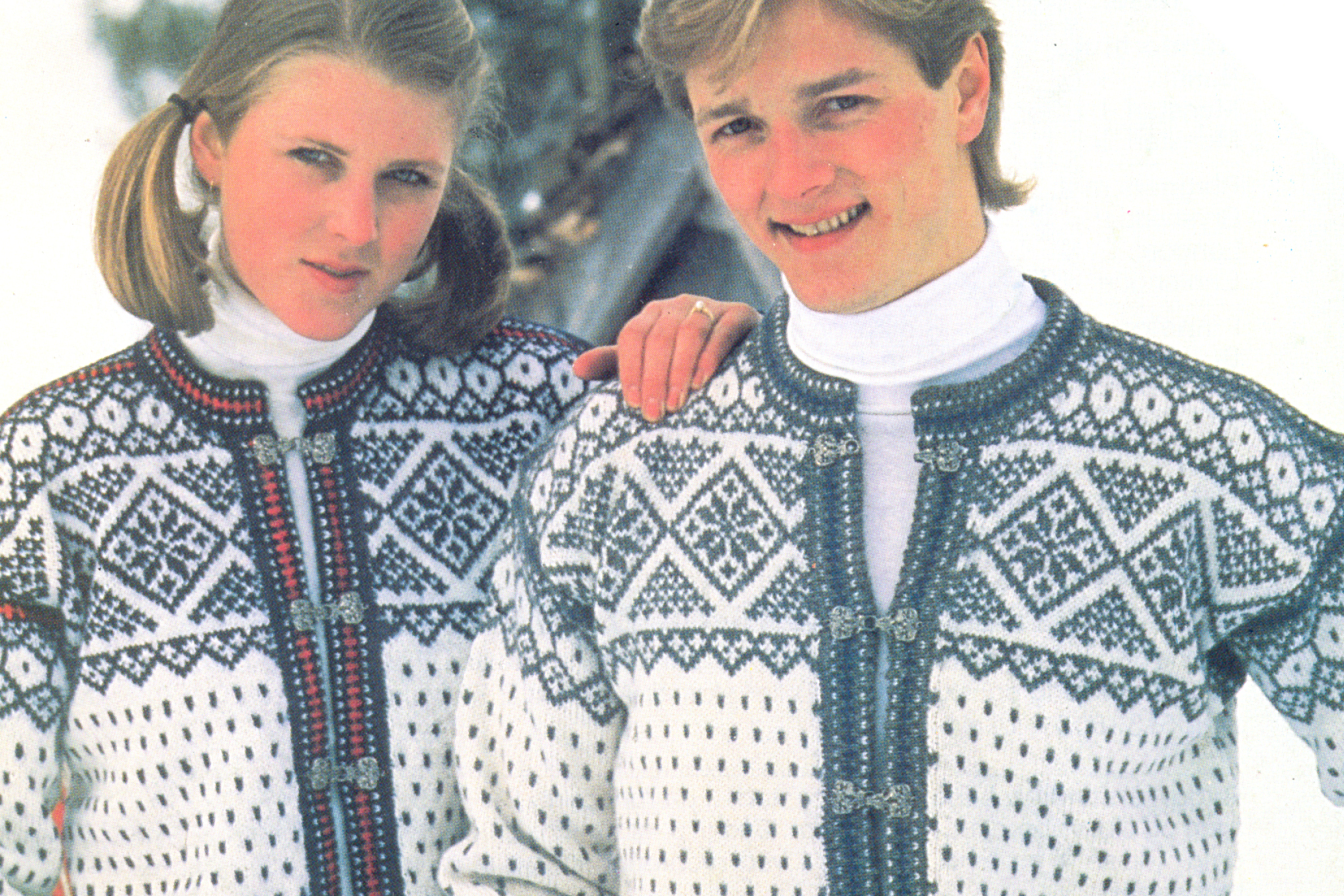 Models wearing the World Ski Championship sweater from Dale of Norway - Oslo, Norway.